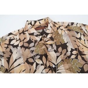 Tori Richard Men's XL Brown Floral Palm Hawaiian Short Sleeve Button Front Shirt